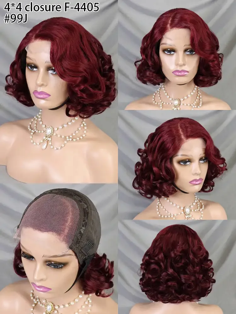 250% плотность свободная волна бесклеевой парик Боб 4*4 парики с кружевной