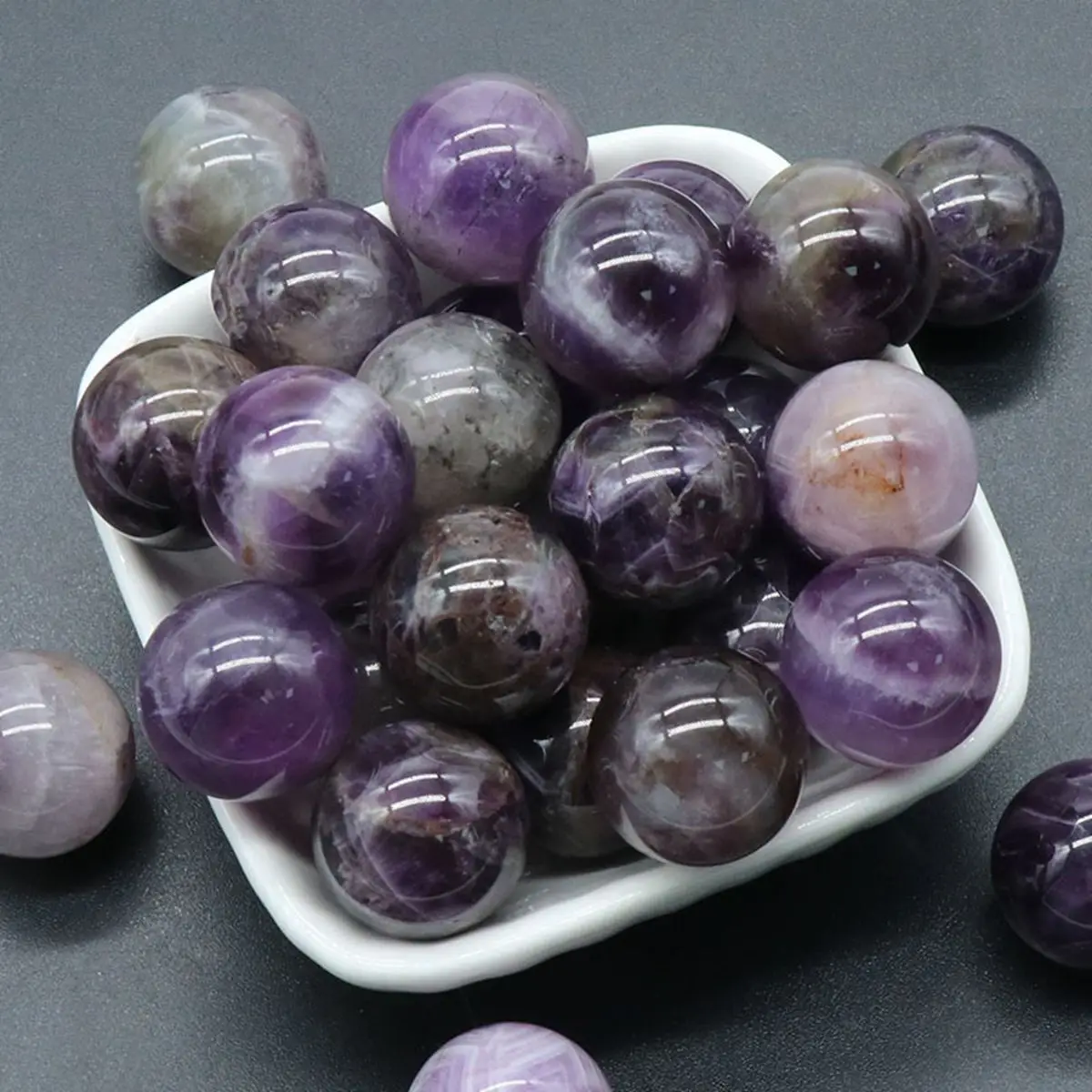 

Amethyst 20MM Round Beads for DIY Making Jewelry NO-Drilled Hole Loose Healing Energy Cute Stone Crystal Sphere Balls