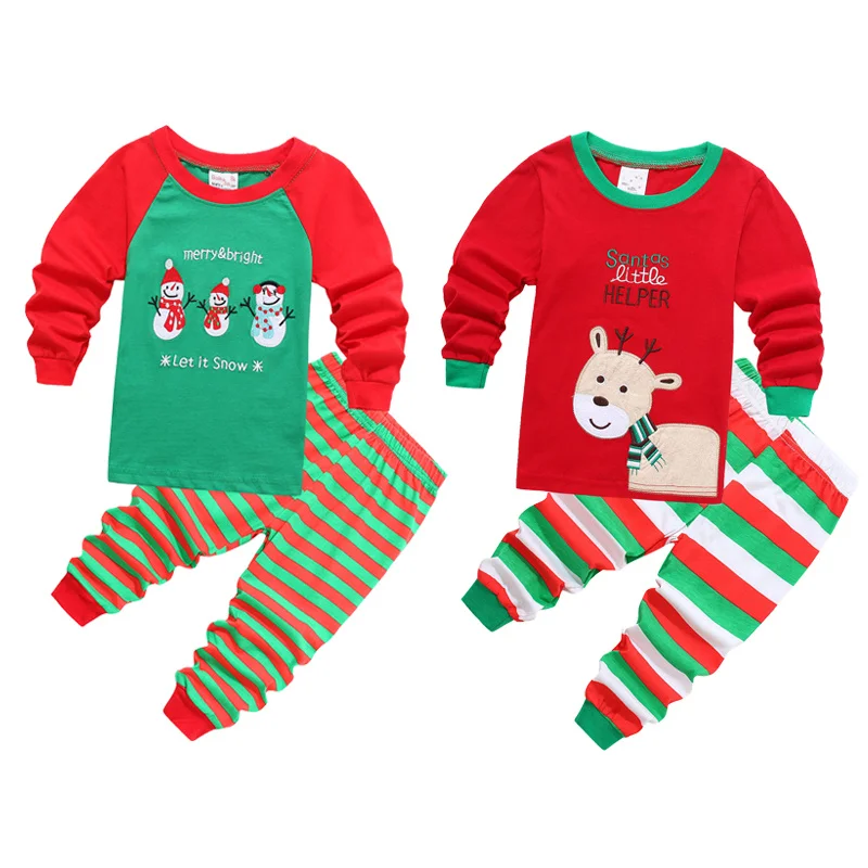 

Children Christmas Pajamas Sets Cartoon Print Homewear Boys Girls Autumn Warm Sleepwear Suit Casual Kids Clothing Baby Pajamas