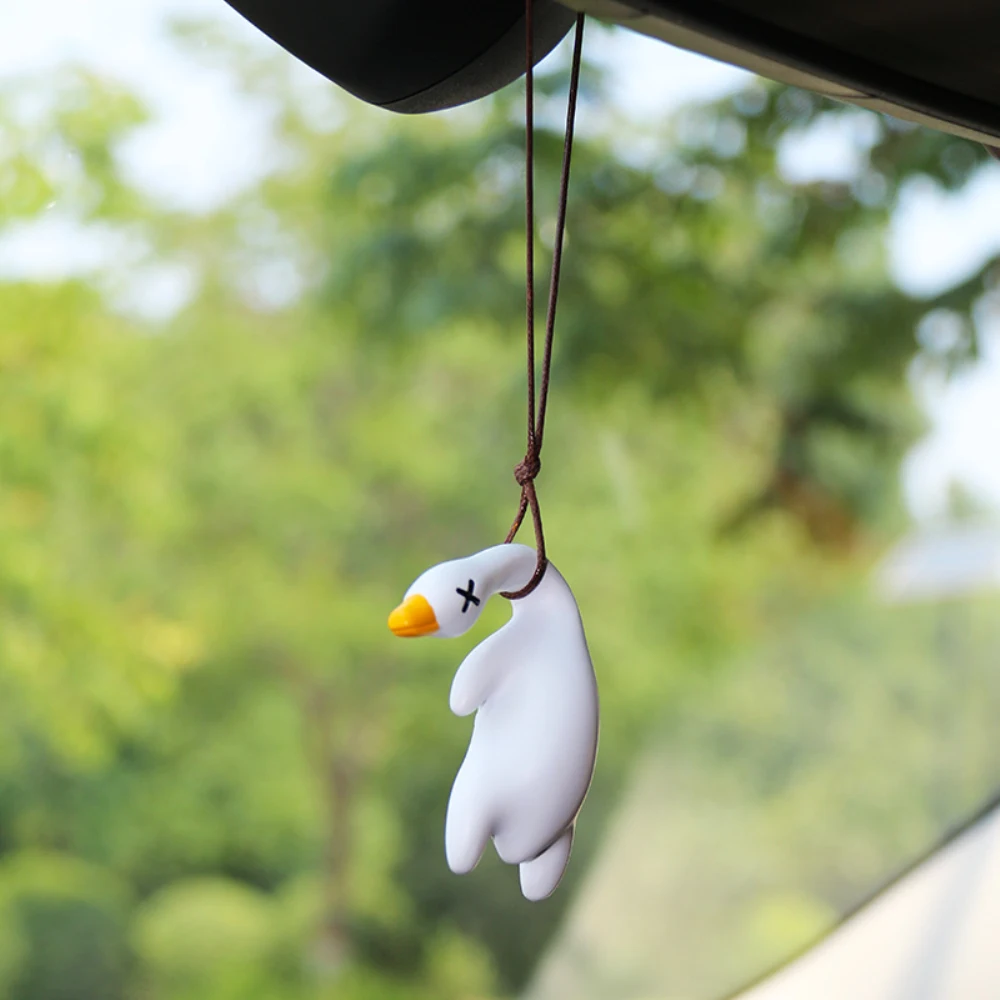 

Cute Duck Car Hanging Pendant Rearview Mirror Decoration Roasted Duck Car Mirror Ornaments For Women Car Interior Accessories