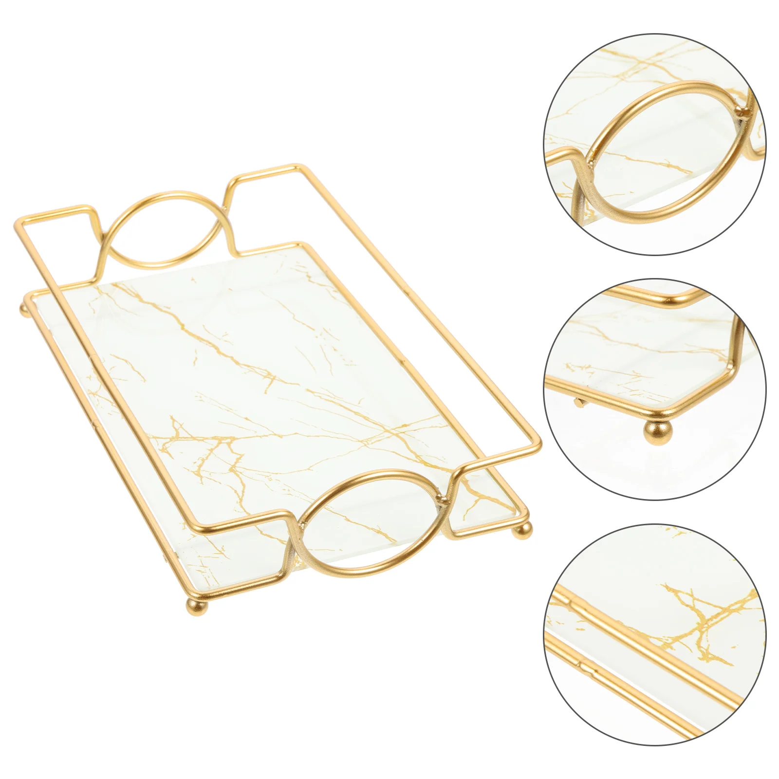 

Vanity Tray Bathroom Shelf Organizer Shower Storage Home Perfume Jewelry Dresser Trays Makeup Countertop Bath Frame Iron Holders