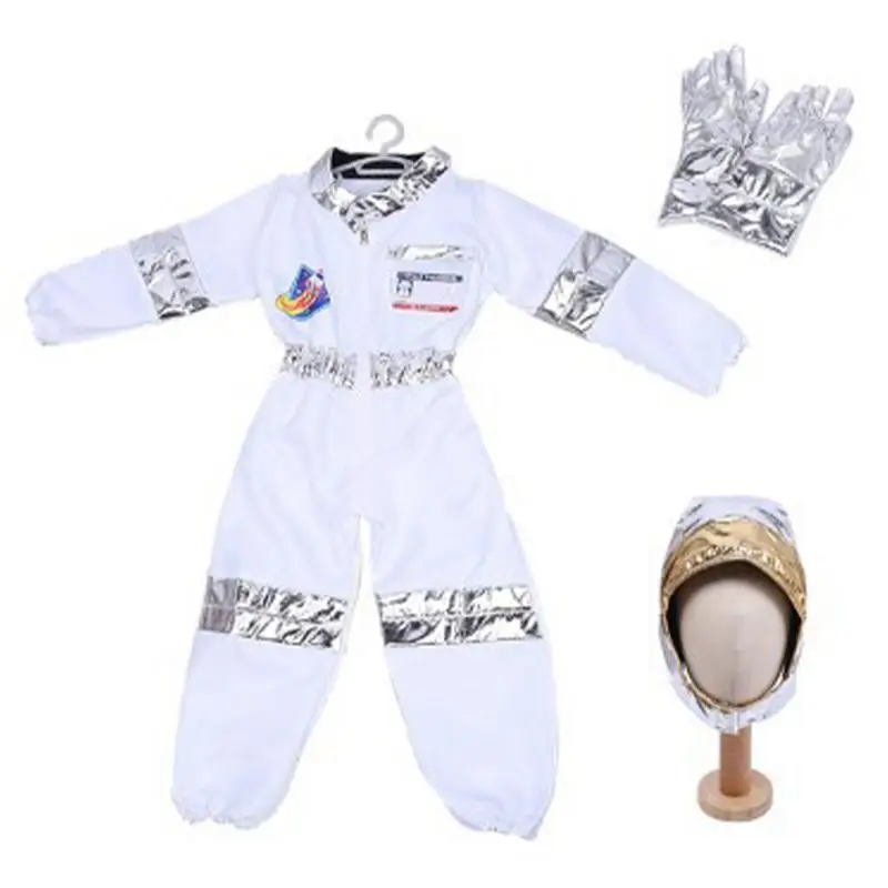 

Kids Astronaut Costumes Space Jumpsuit For Boys Silver Spaceman Costume Pilot Suit With Gloves And Headgear For Kids Dress Up