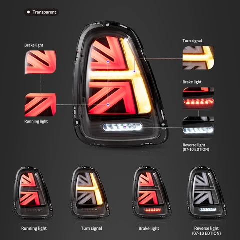 Для Mini Cooper R56 R57 R58 R59 2007-2014 светодиодные задние фонари в сборе, задние ходовые тормозные указатели поворота (левый + правый)