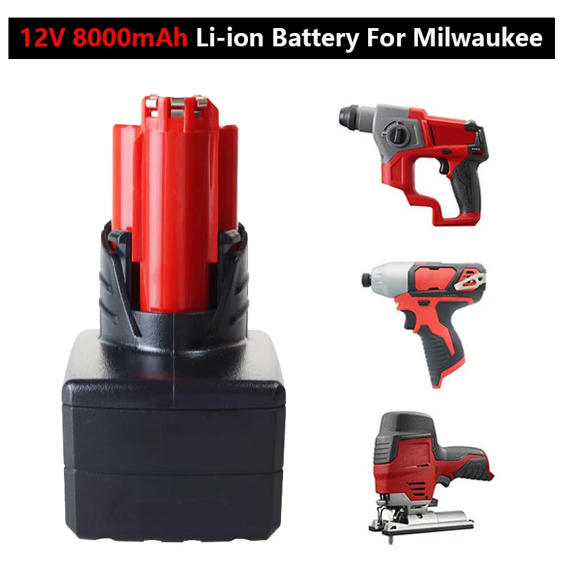 

12V 8000mAh Li-ion Battery For Milwaukee M12 48-11-2411 48-11-2420 48-11-2401 48-11-2402 48-11-2401 M12 Cordless Tools