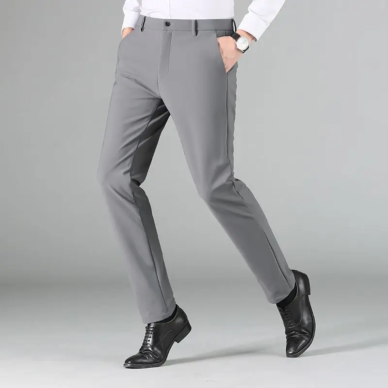 

Men's Spring Autumn Fashion Business Casual Long Pants Suit Pants Male Elastic Straight Formal Trousers Plus Big Size A32