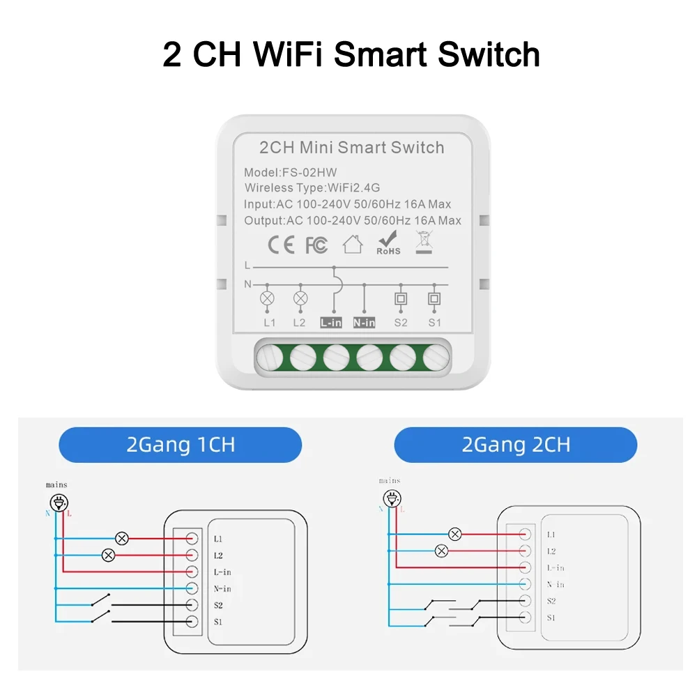 

Модуль умного выключателя SZKOSTON Tuya Wi-Fi 1-4 каналов