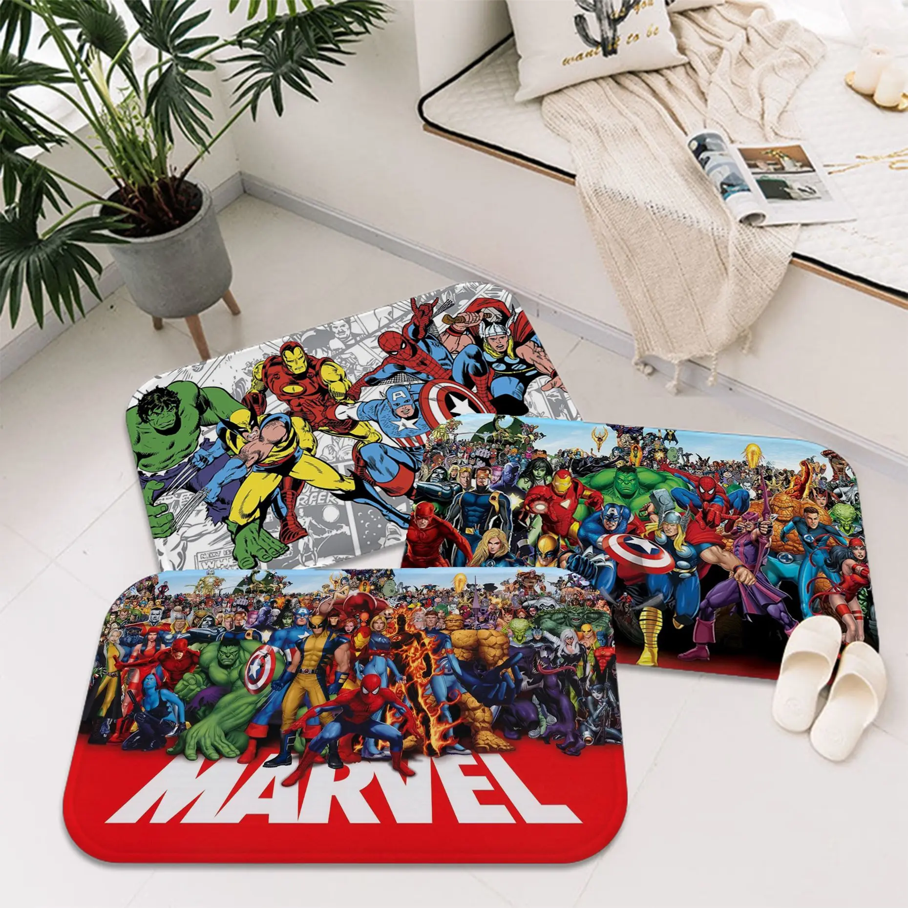 

Disney Marvel Avengers Kitchen Mat Non-Slip Laundry Room Mat Laundry Decor Balcony Child Living Room Toilet Rug