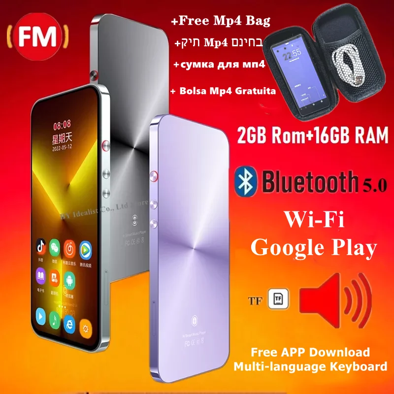 Enlarge Wifi 64gb Bluetooth Mp4 Music Player Android Touch Screen 4.0 inch Hifi Metal Mp4 Recorder Video Player Support TF Card Speaker