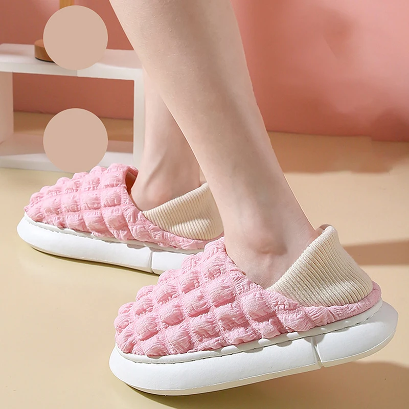 

Тапочки женские домашние на платформе, теплые плюшевые, Нескользящие, Эва, тапочки для девочек, карамельные цвета, сланцы