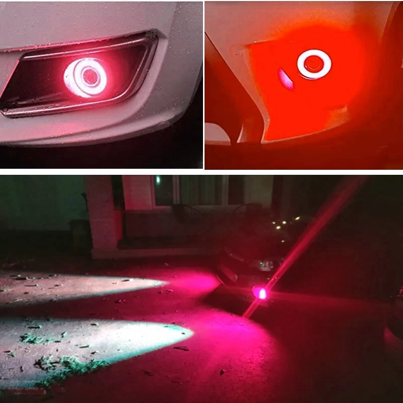 2pcs 2 In 1 Auto Projector Lens Fog Lights Angel Eyes Lamp Ring Led Drl Running Light 12V Headlight Universal Car Accessories images - 6