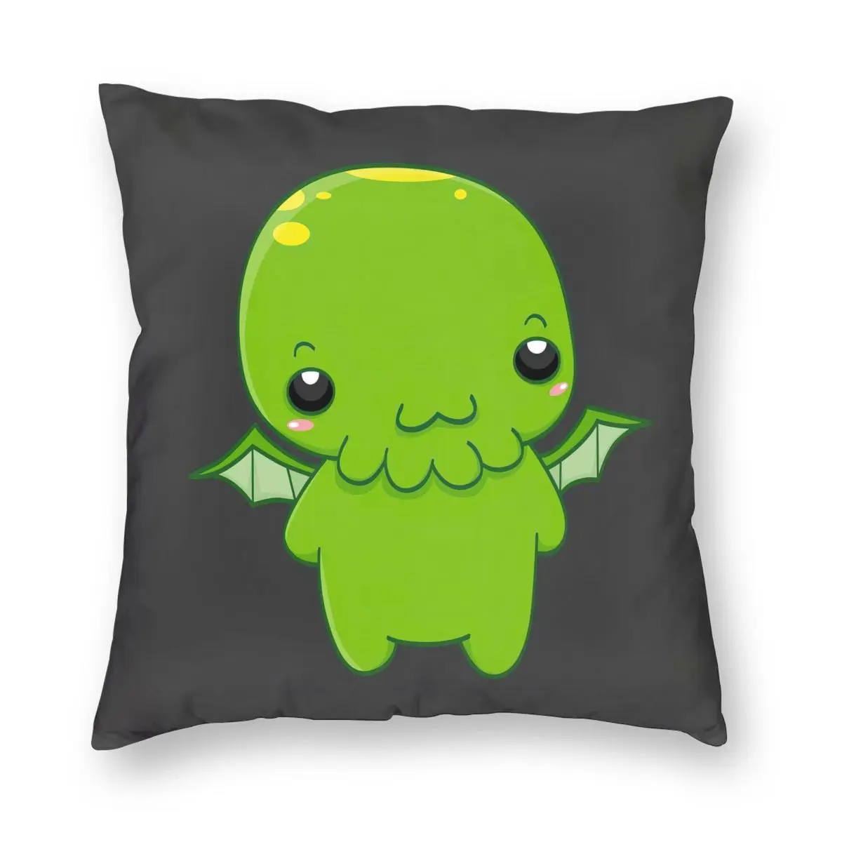 

High Quality Chibi Cthulhu - The Green Monster Throw Pillow 100% Polyester Decor Pillow Case Home Cushion Cover 45*45cm