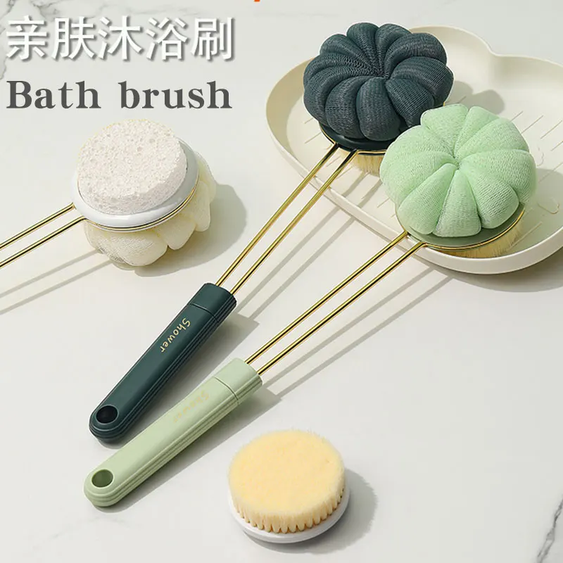 

Double-sided Bath Brush Soft Bristle Rub Back Massage Bath Ball Long Handle Bath Brush Pumice Stone Toilette Bathroom Goods