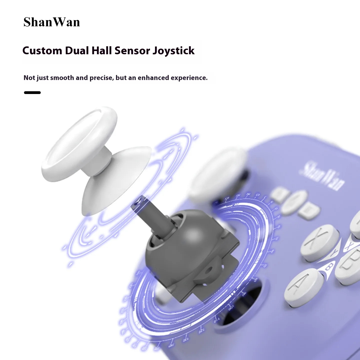 Фото Мини-игровой контроллер ShanWan Q37Pro, портативные беспроводные Bluetooth-геймпад с джойстиком Hall для ПК, IOS ANDROID Steam, 4 режима, подарок №3