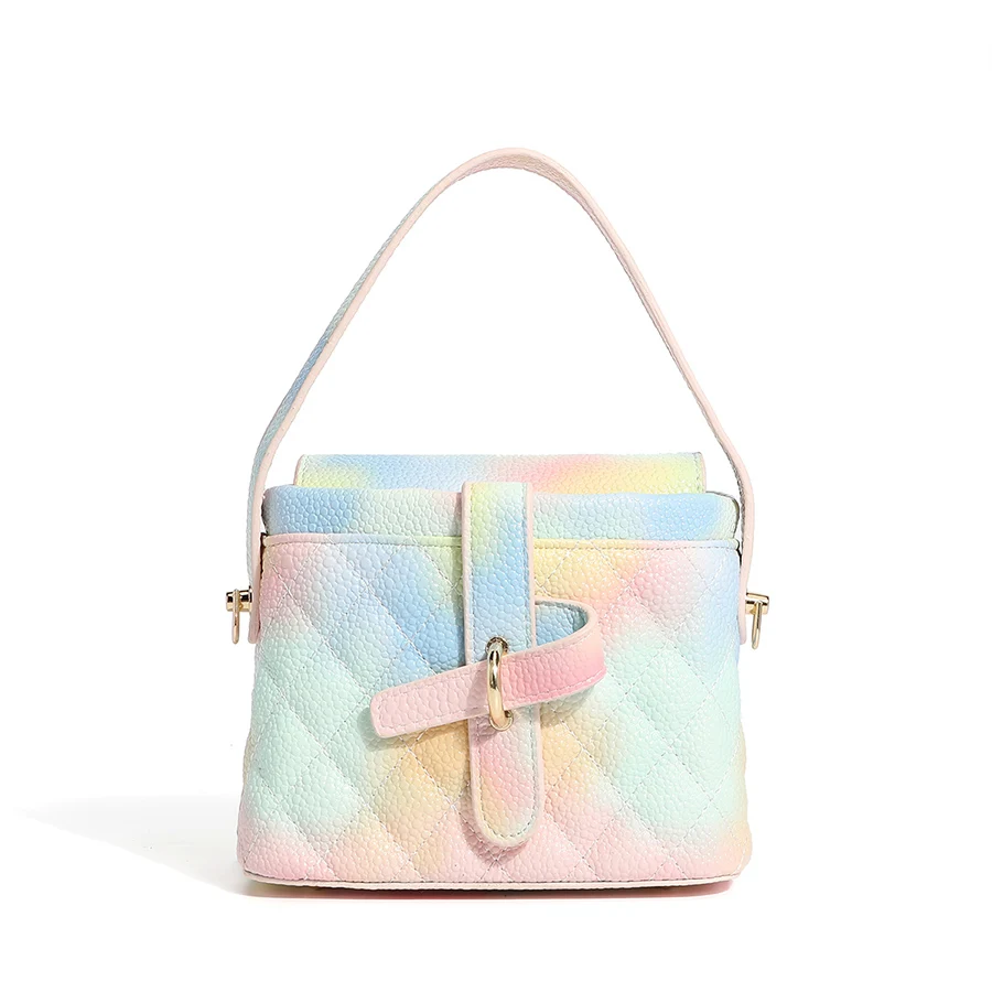 

Роскошные дизайнерские женские сумки, квадратная сумка в радужную клетку, сумка-тоут, новинка, Высококачественная Брендовая женская сумка-...