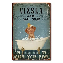 Vizsla Bath Soap Metal Poster Art Tin Sign Vintage Iron Painting Creative Wall Decoration for Office Bathroom