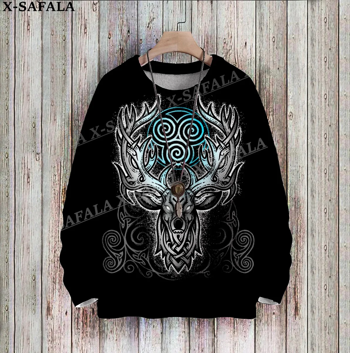 Вязаные Рождественские свитера унисекс джемперы с рисунком ворона тату-символа