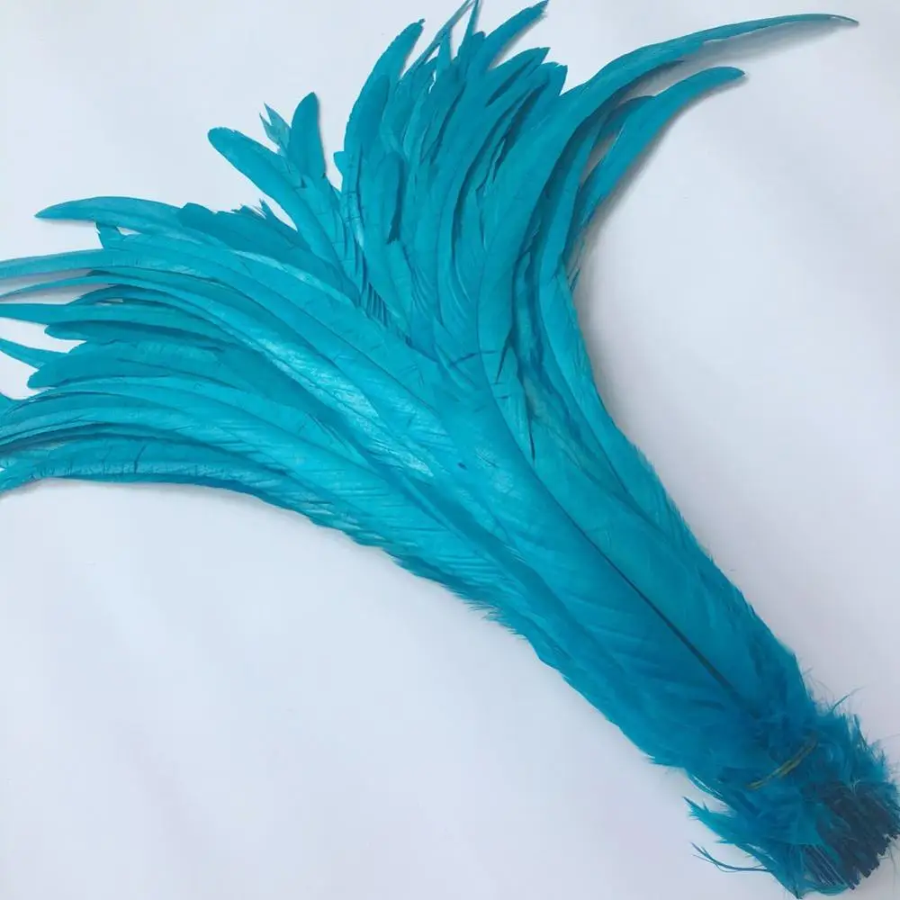 

100Pcs Turquoise Rooster Coque Tail Feathers Plumes 35-40CM 14-16" DIY Dyed Cock Tails Clothing Accessories Jewelry Performance