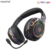 led gaming wireless headphones hifi bass with detachable microphone for ps4 playstation 5 cell phone pc bluetooth gamer headsets
