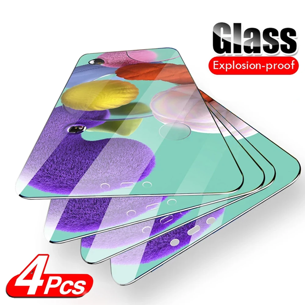 4Pcs Tempered Glass for Samsung Galaxy A51 A52 A71 A72 A12 A21S S22 A32 Screen Protectors for Samsung S21 Plus S10e M21 M31 M51