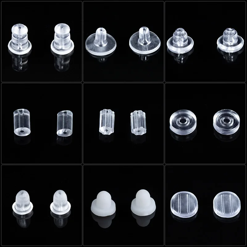 

500pcs Soft Silicone Rubber Earring Back Stoppers for Stud Earrings DIY Earring Findings Accessories Bullet Tube Ear Plugs
