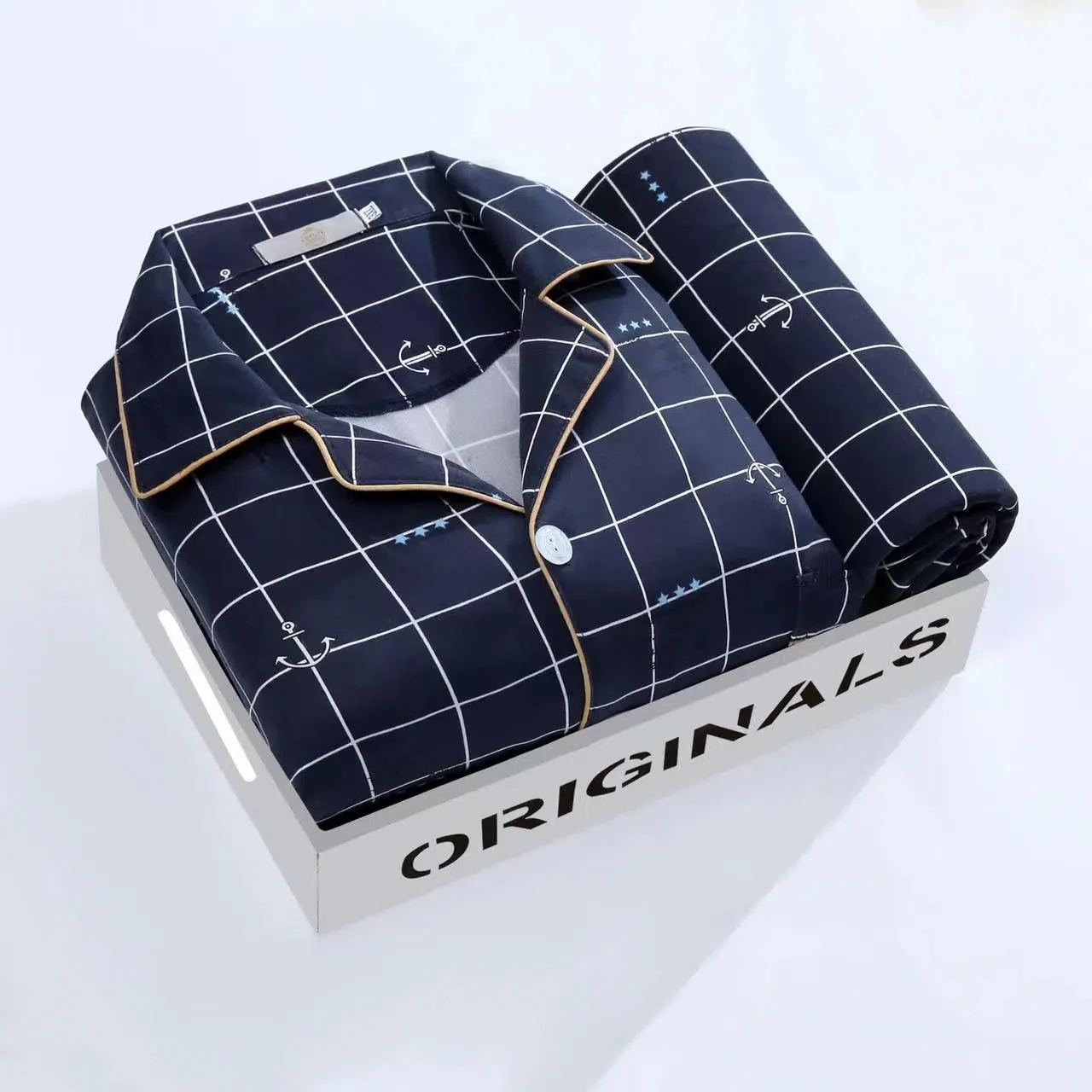 100% Cotton Pijama for Men 2 Pieces Lounge Sleepwear Pyjamas Plaid Spring Bedgown Home Clothes Man PJs Pure Cotton Pajamas Set