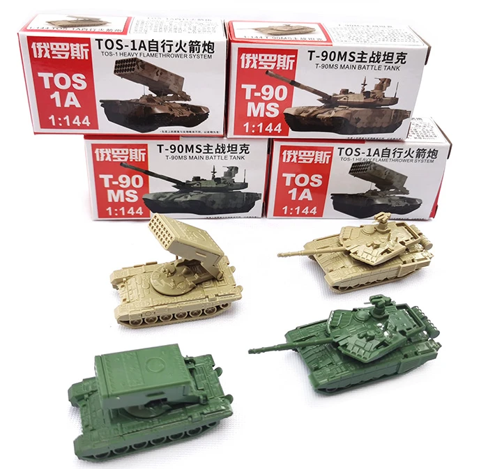 Russian T-90MS Main Battle Tank 1/144 Genuine 4D Assembled Model Toy TOS Rocket Artillery Military Fighting Vehicle