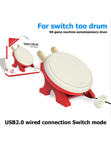 Проводной барабан Taiko с игровым автоматом Drumstick Соматосенсорный барабан для Nintendo Switch Taiko No Tatsujin