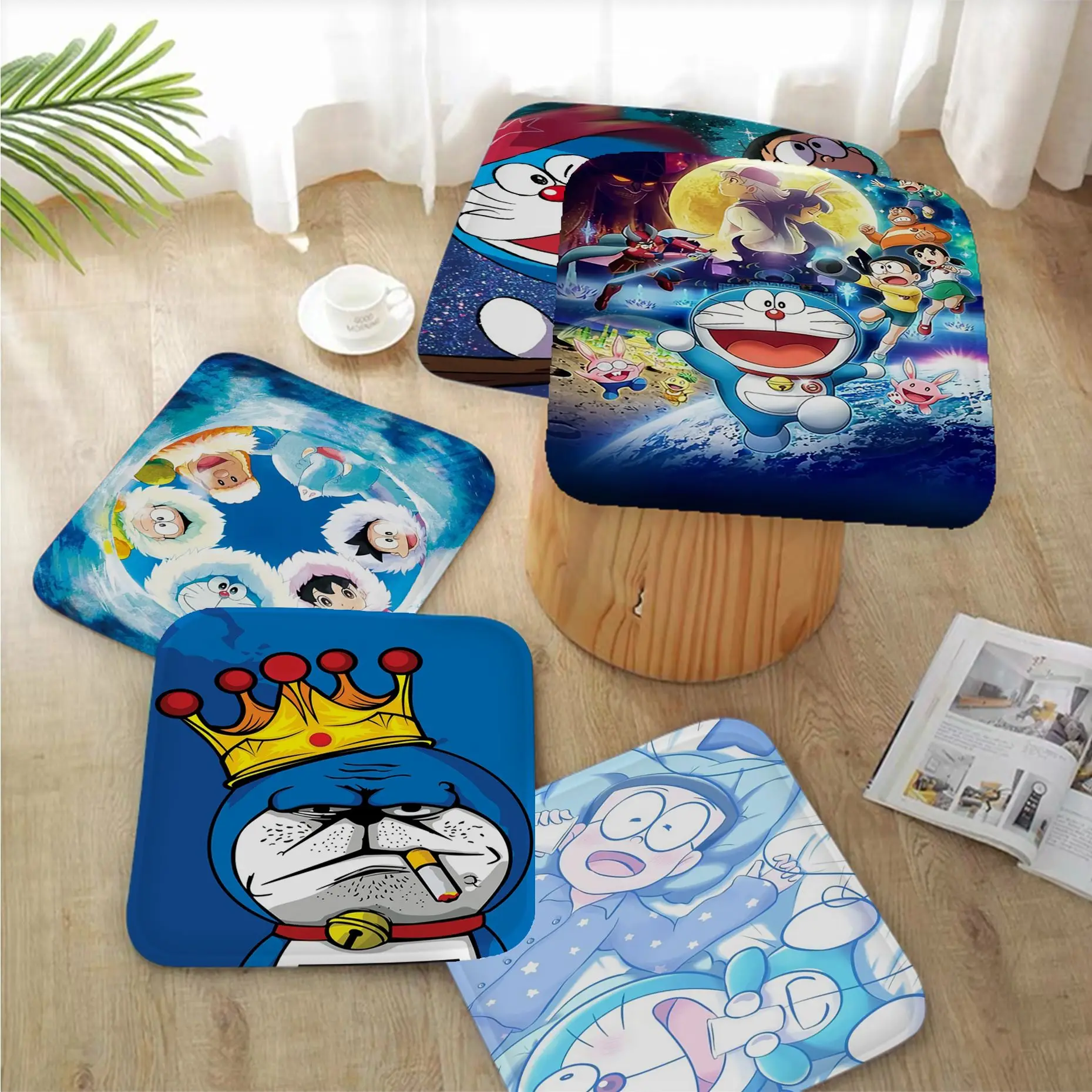 

BANDAI Doraemon Nordic Printing Fabric Cushion Non-slip Living Room Sofa Decor Students Stool Tatami Office Chair Mat Pad