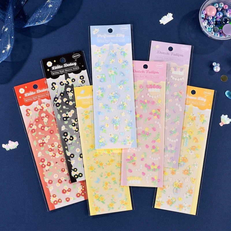 

1Pcs Flower Series Decoration Stickers DIY Photo Album Junk Journal Decorative Stationary Scrapbooking Gift Girl School Supplies