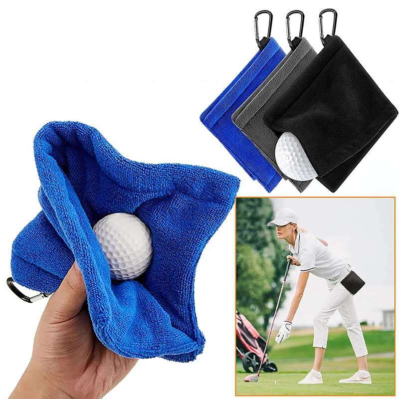 

Квадратное полотенце из микрофибры для очистки мяча для гольфа с карабином, крючок для поглощения воды, очистка клюшки для гольфа, салфетка для чистки головы