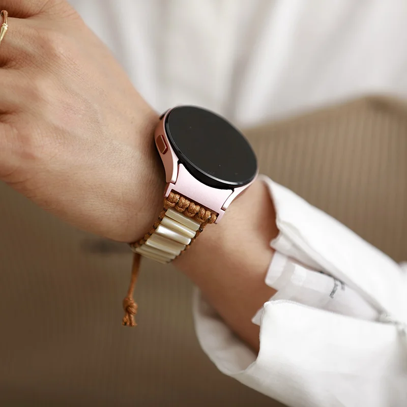 Креативный браслет-ремешок Samsung Galaxy Smart Watch 4 из натуральных камней, регулируемый по размеру, веганский, модный аксессуар.