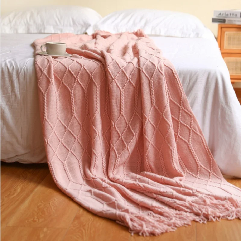 

New Knitted Blanket Nordic Four Seasons Available Office Air-conditioned Room Winter Nap Multi-functional Blanket Shawl Scarf