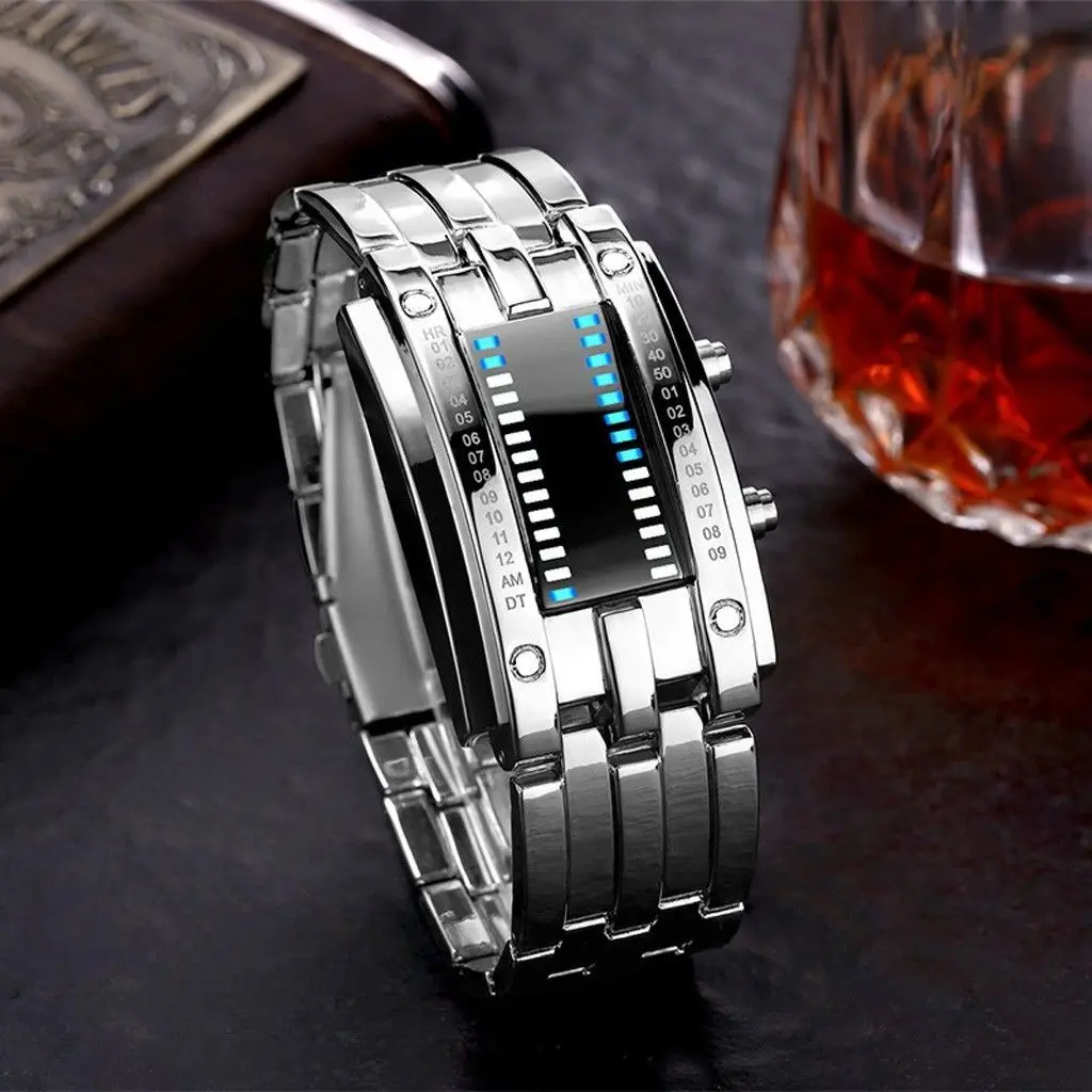 Waterproof watch male student black technology creative digital luminous electronic watch female stainless steel watch