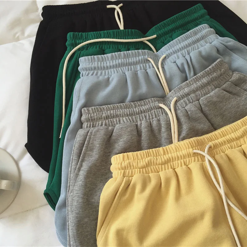 Leisure sports short running wear women's high waist sports thin shorts women's wide leg pants versatile knitted cotton pants