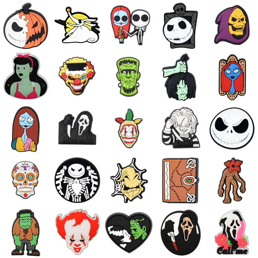 

Одиночная распродажа, подвески для обуви из ПВХ серии призраков, ужасные сандалии, аксессуары для крокса, пряжки для обуви, украшения Croc JIBZ, ...