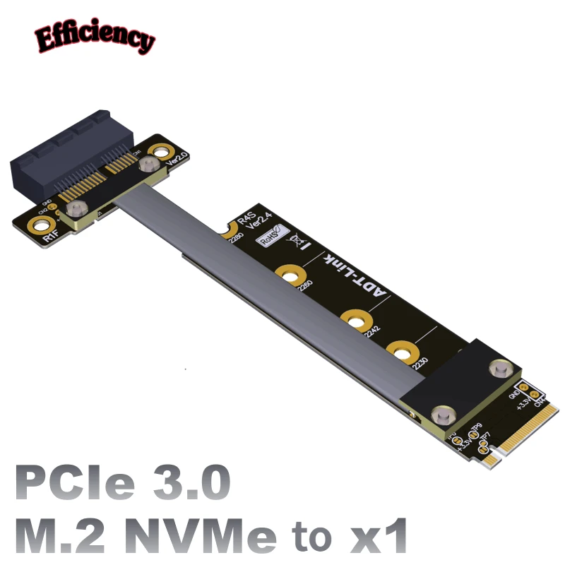 

ADT R41SF/SL/SR PCIe X1 Pci-e 1x 3.0 To for M.2 Key M Riser Adapter Card Extension Ribbon Cable M2 Key-M 1 PCI-express 8G/bps