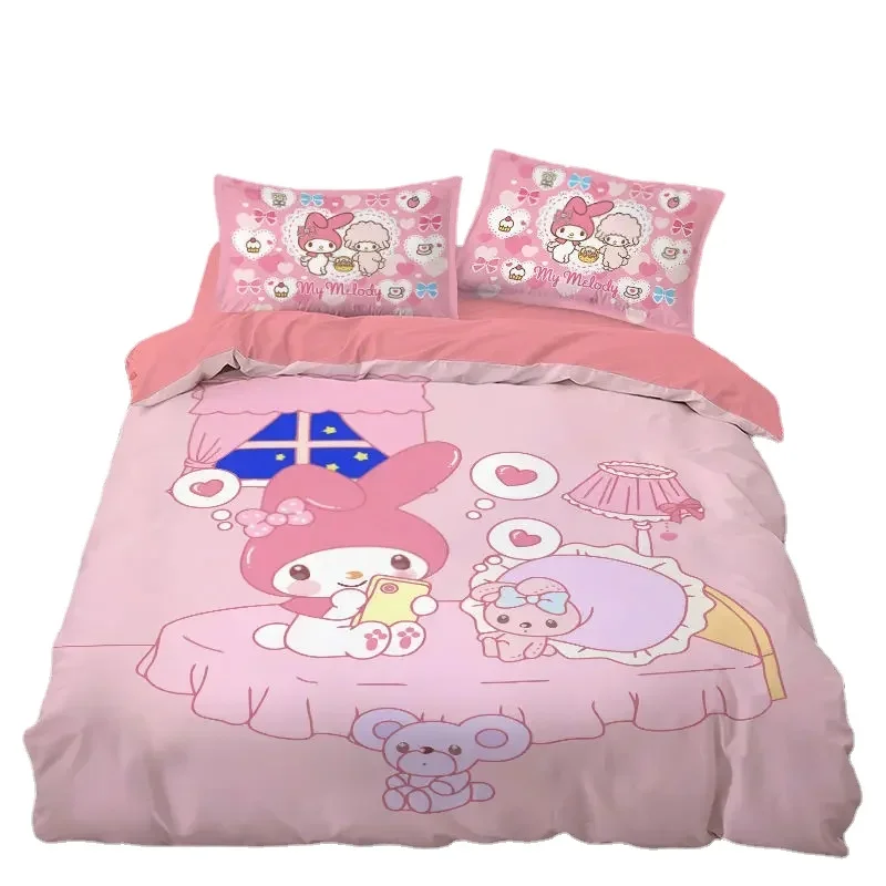 

1.2m bed 3pcs Sanrio new sheets quilt cover My melody pure cotton bedding comfortable skin-friendly dormitory single bedclothes