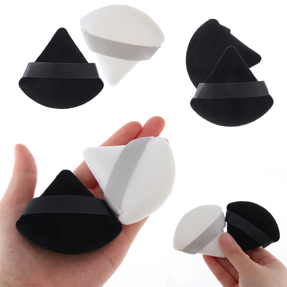 

1/2 Pcs Triangle Velvet Powder Puff Pizza Flours Mini Face Makeup Soft Cotton Lightweight Makeup Sponge Washable Makeup Tools