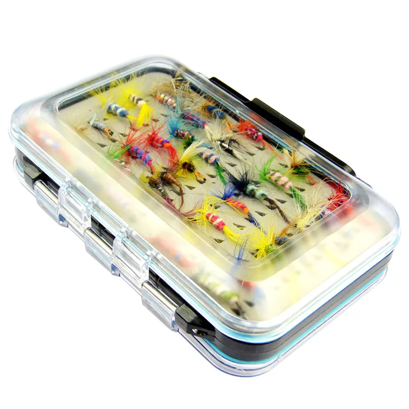 

64Pcs/Set Fly Fishing Lure Box Set Wet Dry Nymph Fly Tying Material Bait Fake Flies for Trout Fishing Tackle