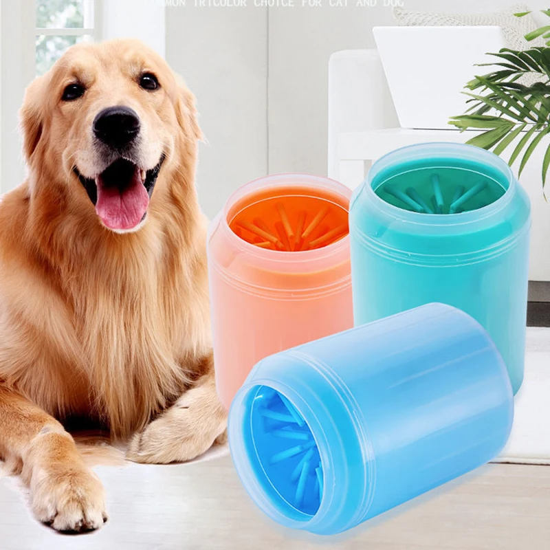 

Outdoor portable pet dog paw cleaner cup soft silicone foot washer clean dog paws one click manual quick feet wash cleaner