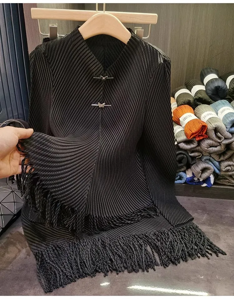 Miyake плиссированный костюм с кисточками из 2 предметов юбкой женский длинными