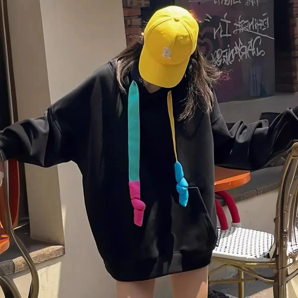 Повседневный Свитшот ярких цветов топ большого размера весна-осень 2024 модная