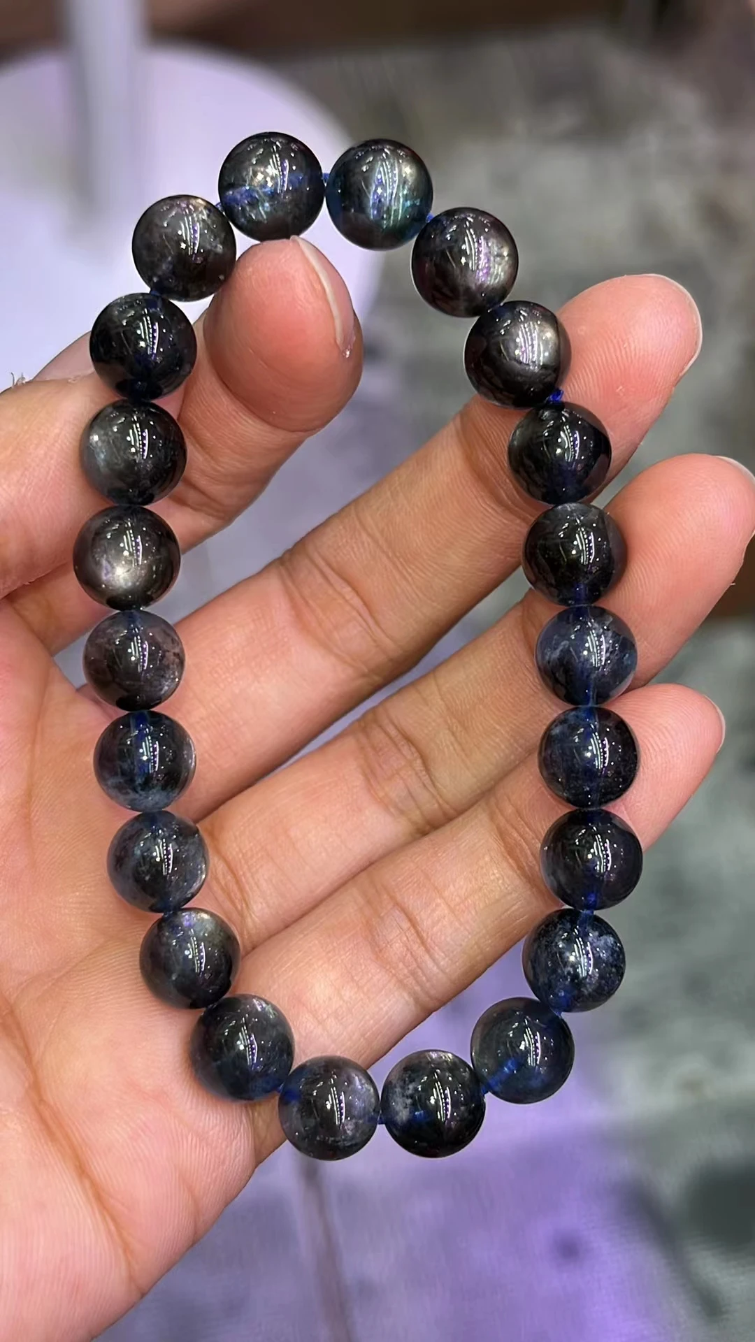 Натуральные голубые аквамариновые прозрачные круглые бусины большой Браслет 8 6