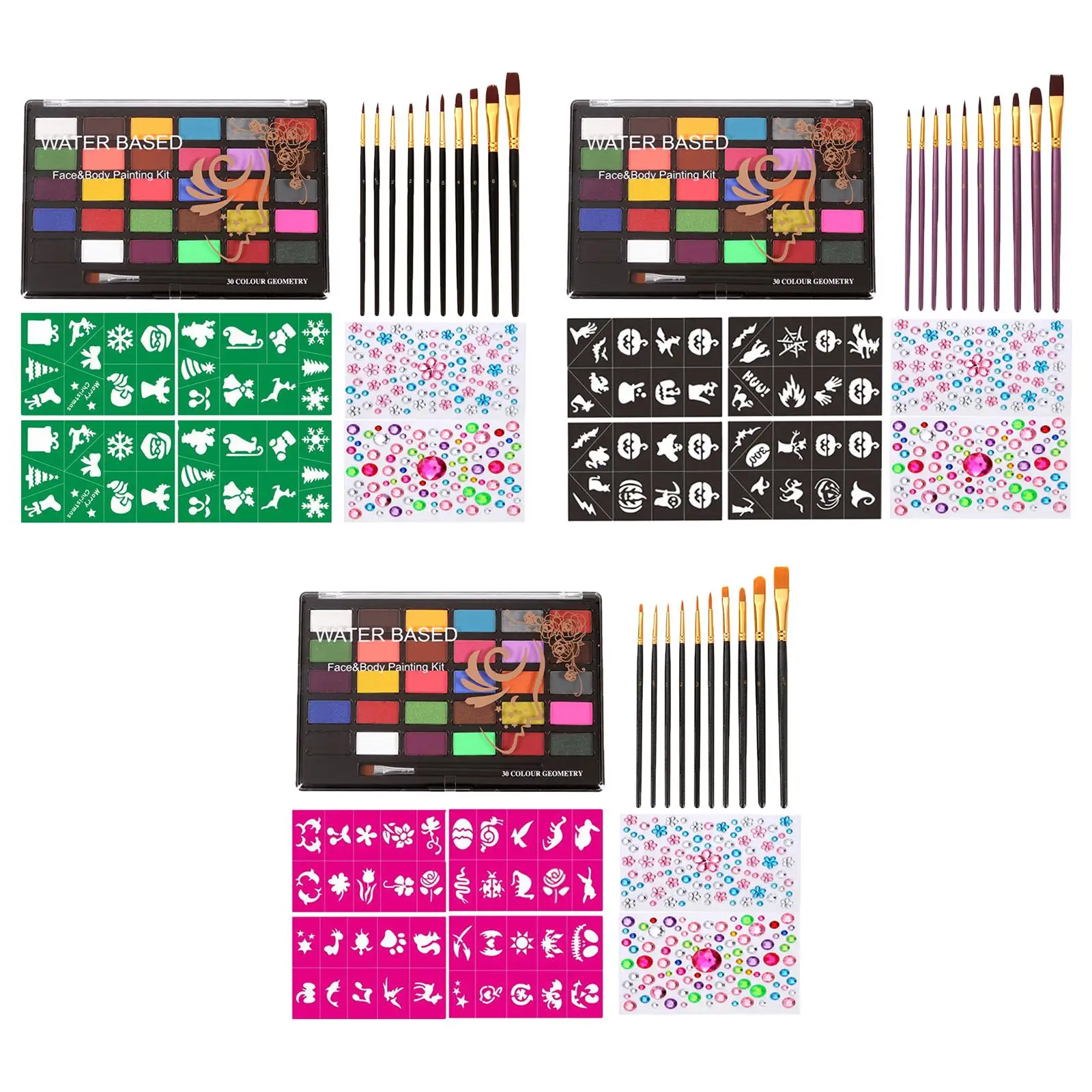

Professional Face Paint Kit 30 Colors with 10 Brushes Quick Dry Face Painting Palette Set for Special Effects Makeup Cosplay