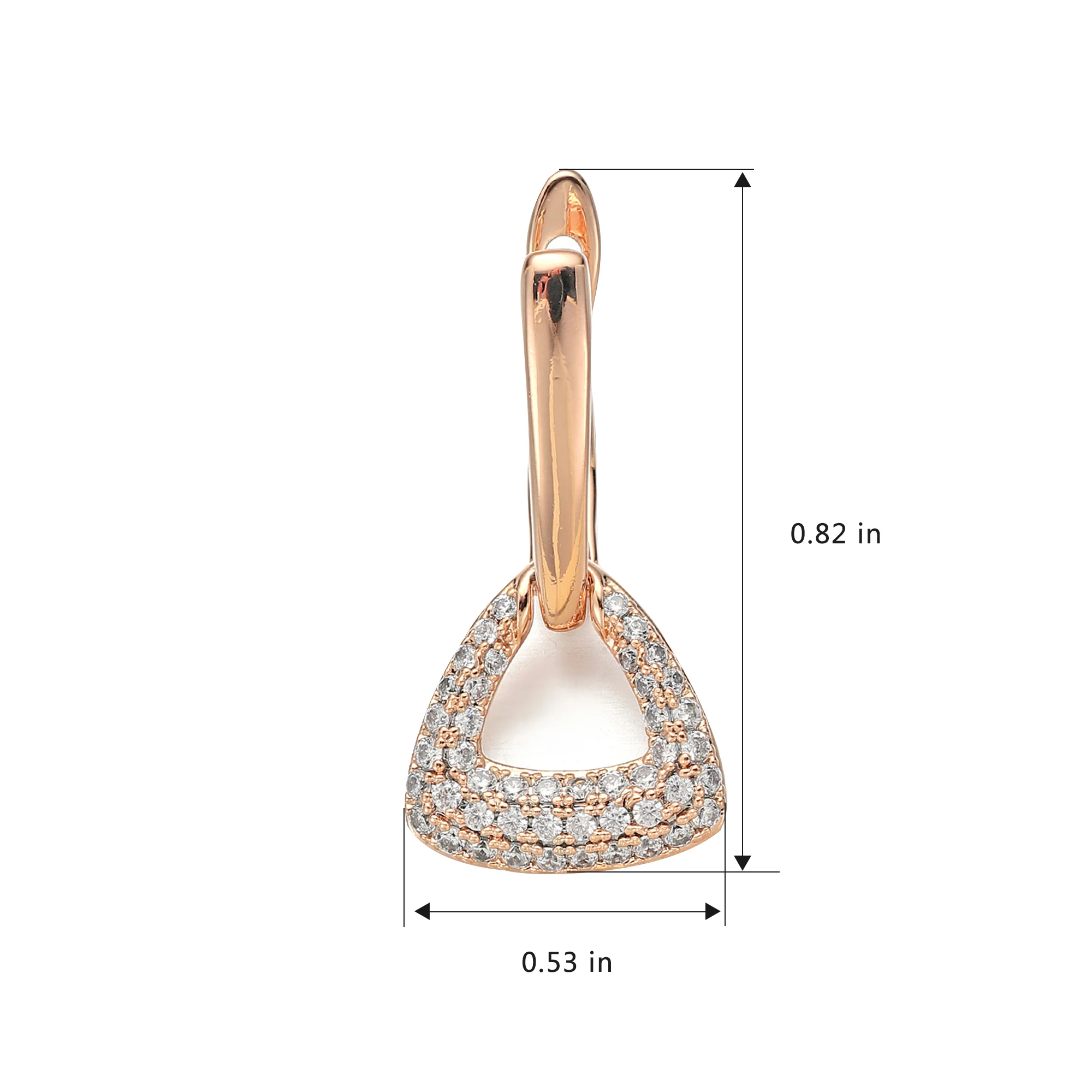 Luxury Copper 585 Rose Gold Color Earrings Crystal Geometric Hollow Dangle Drop Earrings for Women Girls Gifts Jewelry