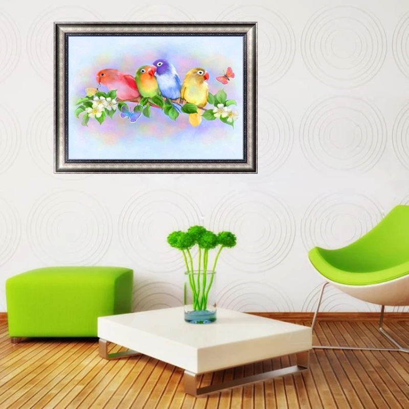 

X6HD Colorful Parrot DIY 5D Diamond Embroidery Rhinestone Painting Cross Stitch Decor