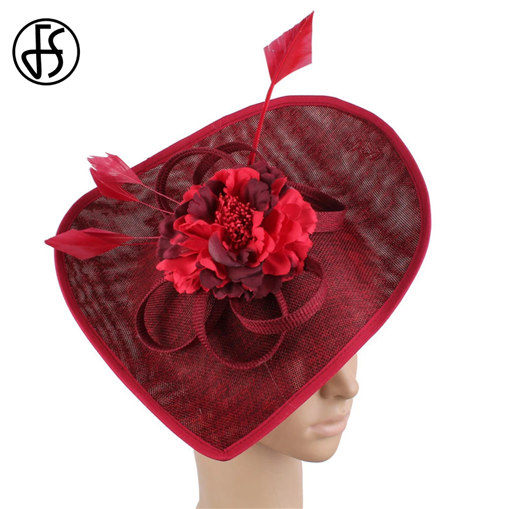 

FS Fascinators Imitation Linen Horse Racing Festival Hat Luxury Banquet Fedora Hats For Women Cocktail Party Church Kentucky Cap