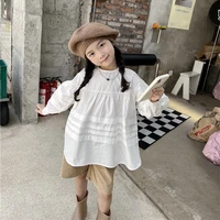baby girls cute solid color cotton blouses spring autumn kids fashion casual long sleeve tops