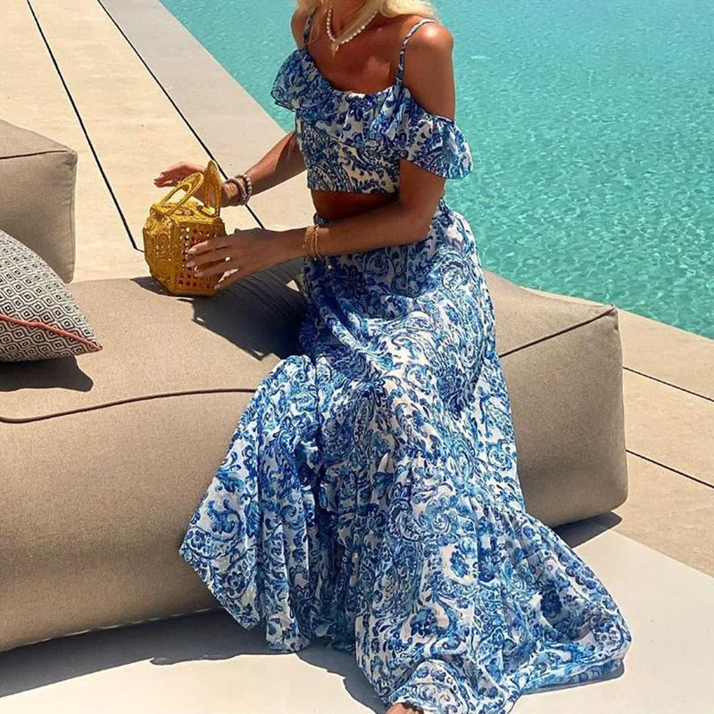 Женские укороченные топы на подтяжках + плиссированные юбки с высокой талией