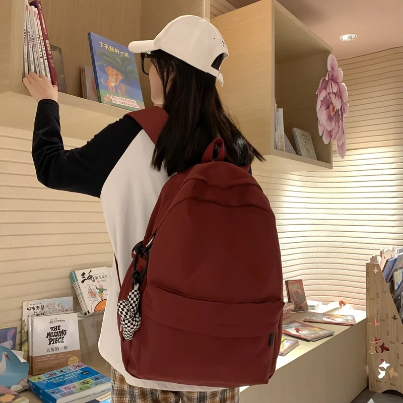 

Рюкзак женский универсальный, простая однотонная многофункциональная школьная дорожная Портативная сумка в японском стиле, вместительный...